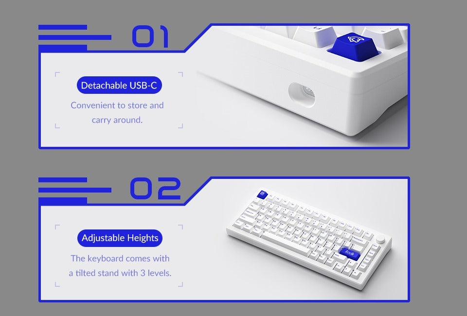 Akko MOD 007B PC 75% V3 Blue on White Piano Pro Wireless Mechanical Keyboard