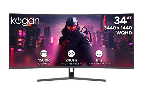 Kogan Infinity 34" Curved Ultrawide WQHD 240Hz 1ms FreeSync Gaming Monitor (3440 x 1440)