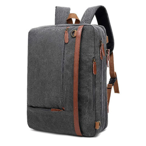 Convertible Canvas Sport Backpack & Shoulder Bag - 15.6 Inches (Dark Grey)