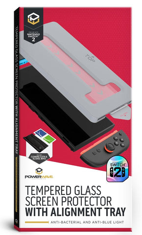 Powerwave Tempered Glass Screen Protector with Alignment Tray Anti-Bacterial & Anti-Blue Light Filter for Nintendo Switch 2