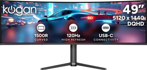 Kogan Infinity 49" Curved Ultrawide Dual QHD 5K 120Hz 1ms Freesync USB-C Gaming Monitor (5120 x 1440