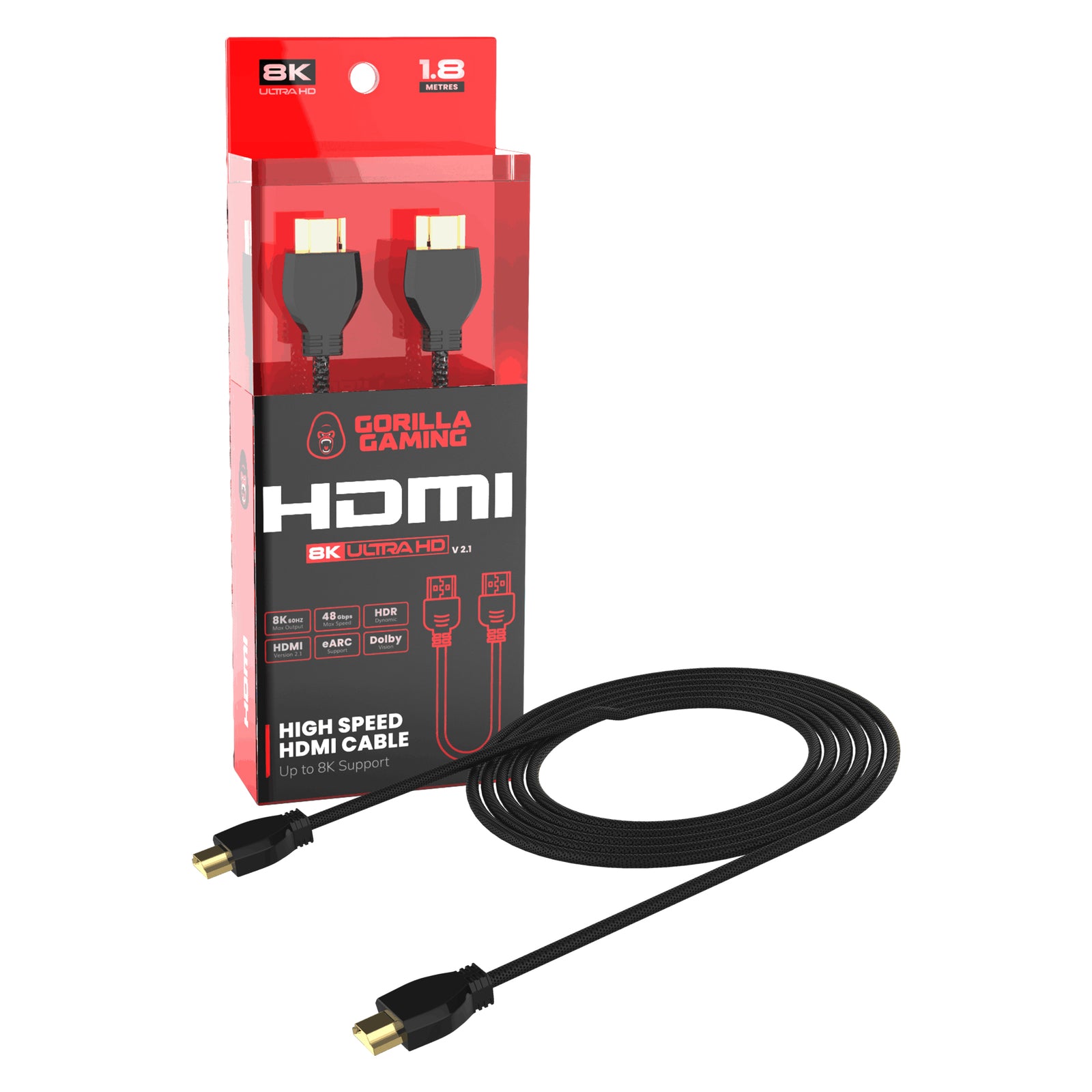 Gorilla Gaming 8K HDMI 2.1 Cable (1.8m) 48Gbps 8K@60Hz 4K@120Hz - Xbox Series X