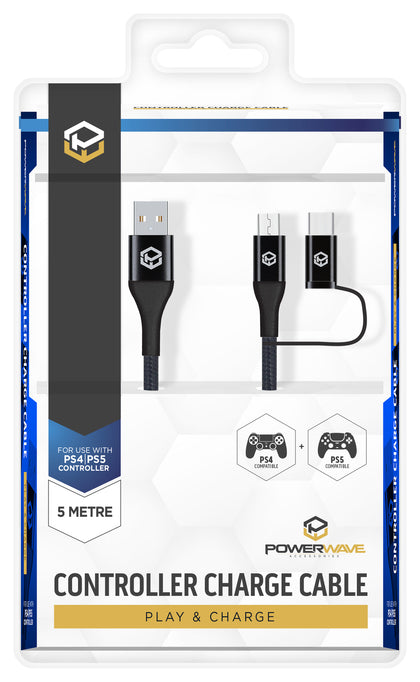 Powerwave PS4 & PS5 5m Controller Charge Cable - PS5