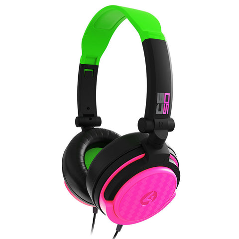 4Gamers C6-50 Wired Gaming Headset (Neon Green & Pink) (Switch, PC, PS5, PS4, Xbox Series X, Xbox One)