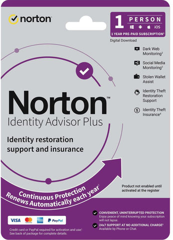 Norton Identity Advisor Plus 1 Year Subscription