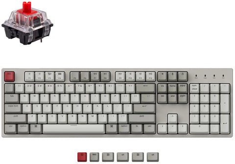 Keychron C2 100% Gateron G Pro Red Mechanical Keyboard Retro Color