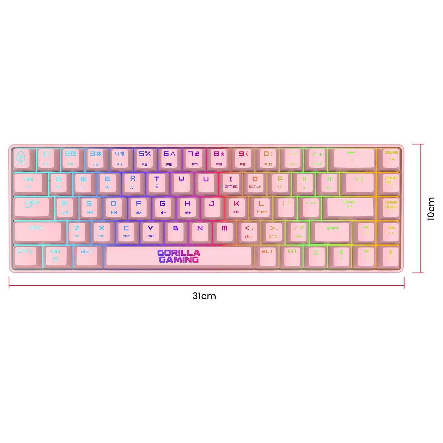 Gorilla Gaming Mini Wired Mechanical Keyboard - Pink