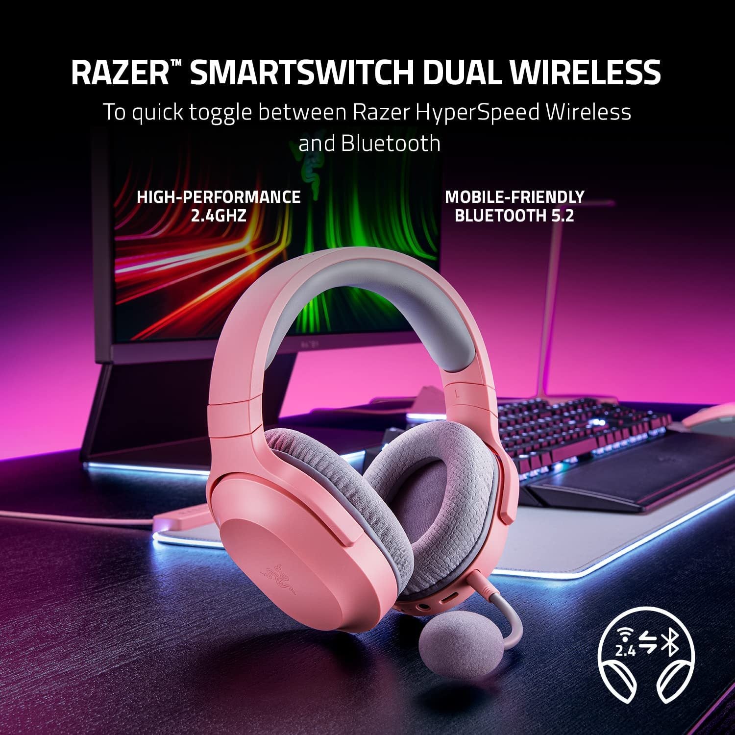 Razer Barracuda X Wireless Gaming & Mobile Headset (PC, Playstation,  Switch, Android, iOS): 2.4GHz Wireless + Bluetooth - Lightweight - 40mm  Drivers 