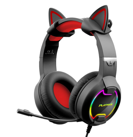 Playmax Cat Ear Gaming Headset (Black) (Switch, PC, PS4, Xbox One)