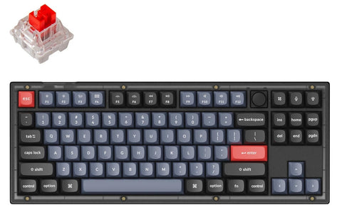 Keychron V3 80% RGB Keychron K Red Fully Assembled w/ Knob Hot-Swappable QMK Custom Mechanical Keyboard Frosted Black