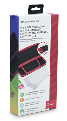 Nintendo Switch & Lite EVA Black Case 10 game storage, 2 x 9H Glass Protect Bundle