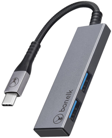 Bonelk: Long-Life USB-C to 2 Port USB 3.0 Slim Hub - Space Grey