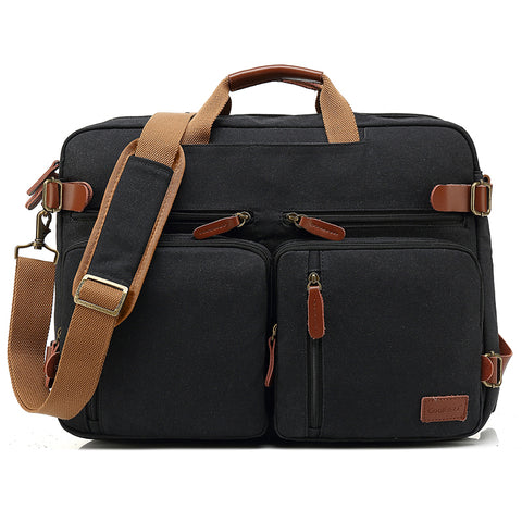 17.3" Convertible Canvas Sport Backpack & Shoulder Bag Black