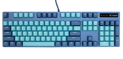 Rapoo V500 Pro Backlit Mechanical Spill Resistant, Metal Cover Gaming Keyboard - Cyan Blue (PC)