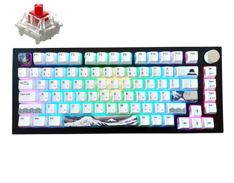 KBParadise Black V75 Gateron G Pro Red Great Wave 75% Hot Swappable Mechanical Wired Keyboard