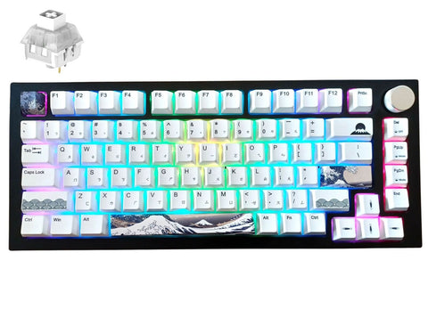 KBParadise V75 75% RGB Kailh Box White Hot-Swappable Mechanical Keyboard Great Wave Black