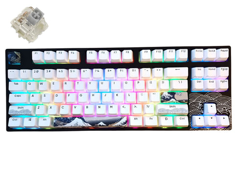 KBParadise Black V80 Gateron G Pro Silver Great Wave TKL Hot Swappable Mechanical Wired Keyboard