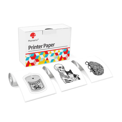 Phomemo 53mm White Sticker 10-Year-Lasting Thermal Paper for T02/M02X/M832丨3 Rolls