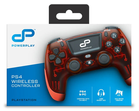 PowerPlay PS4 Wireless Controller (Translucent Red) (PC, PS4)
