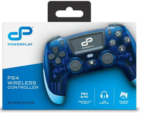 PowerPlay PS4 Wireless Controller (Translucent Blue) (PC, PS4)