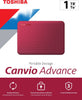Toshiba Canvio Advance V10 USB 3.0 Portable External Hard Drive 1TB (Red)