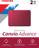 Toshiba Canvio Advance V10 USB 3.0 Portable External Hard Drive 2TB (Red)