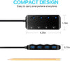 USB 3.0 Hub Splitter - 4 Port Ultra Slim Data Hub with Individual Power Switch and LED